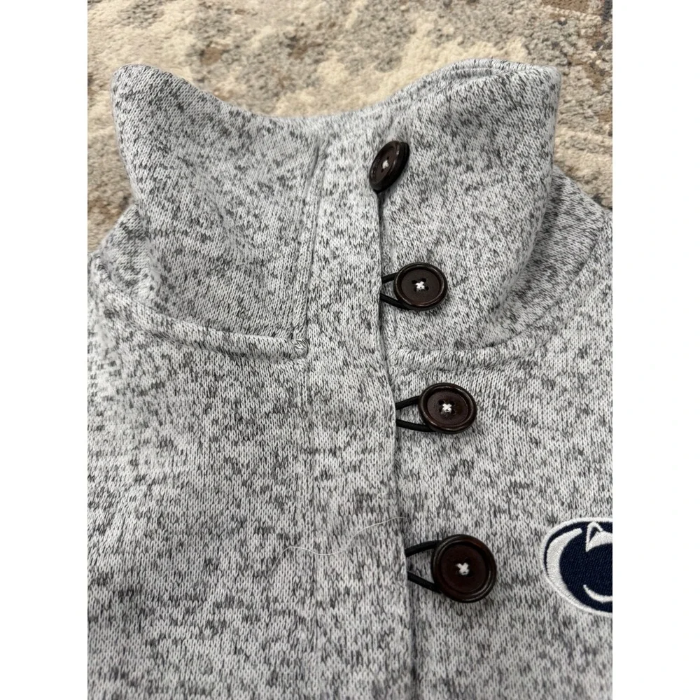 Champion Elite Penn State Nittany Lions Gray‎ Sweater Fleece Button Pullover S